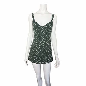 Urban Outfitters Floral Green Button Front Romper